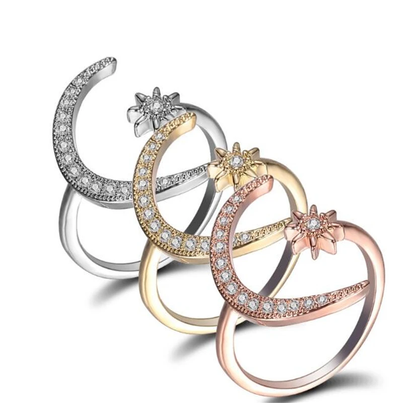 Женское кольцо с фианитом ZOSHI золотистого или розового золота подвеской в форме