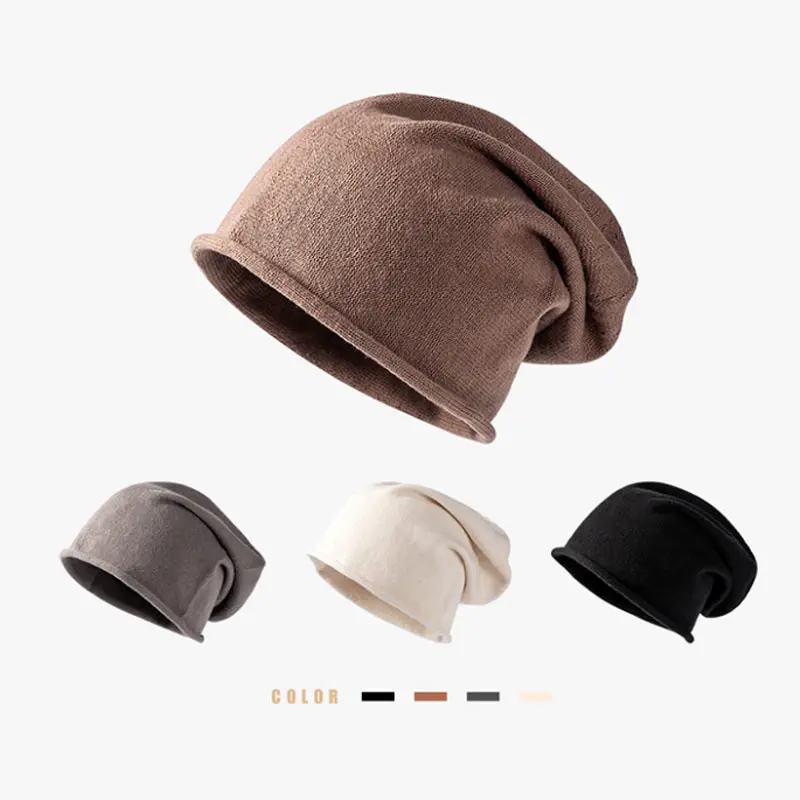 

Warm solid color autumn and winter knitted hat women's fashion curling fur ball plus velvet padded wool hat