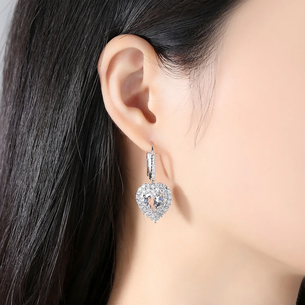 

SBE003 Micro-gem Peach Heart Earrings Amazon Hot-selling Simple Heart Earrings
