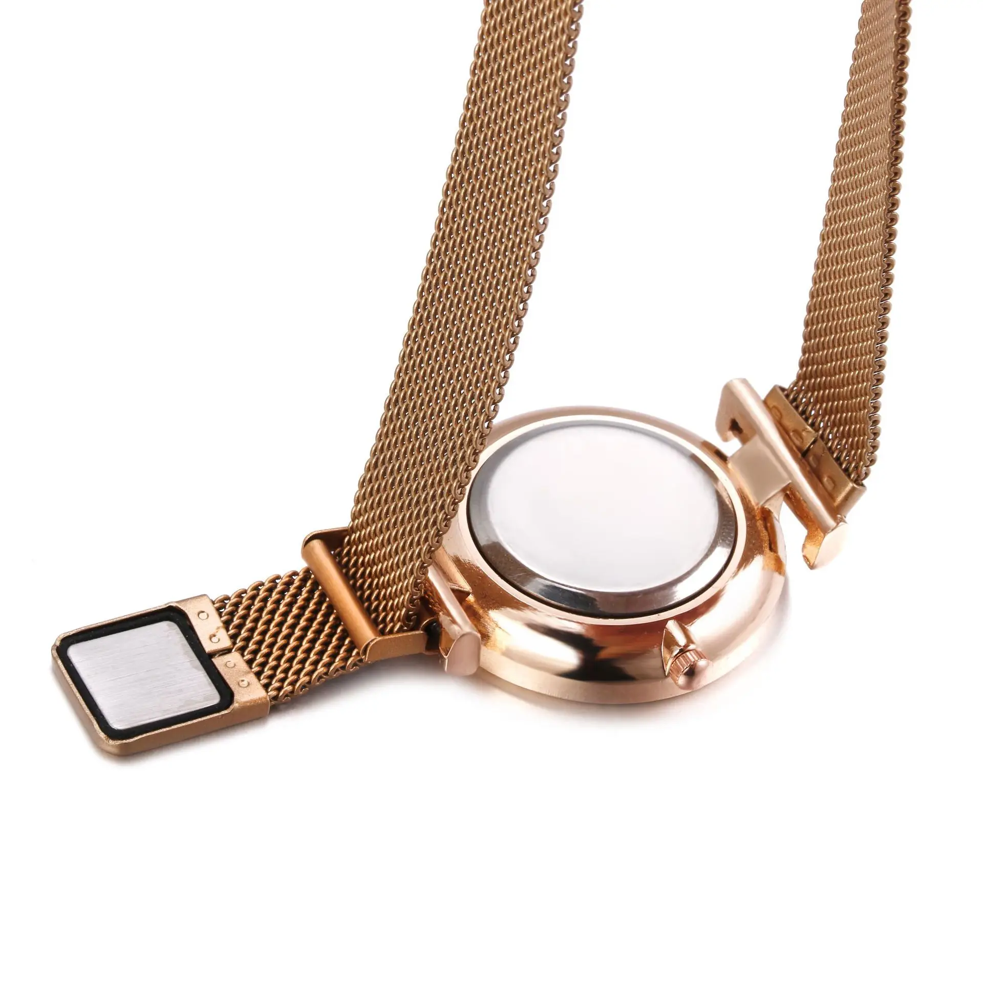 

100pcs / lot popular fashion fashion women's net belt watch Star point drill face Roman digital magnet Watch