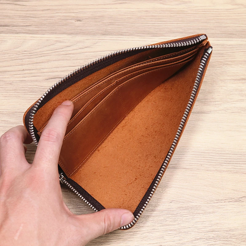 Мужской винтажный кошелек из натуральной коровьей кожи длинный бумажник на