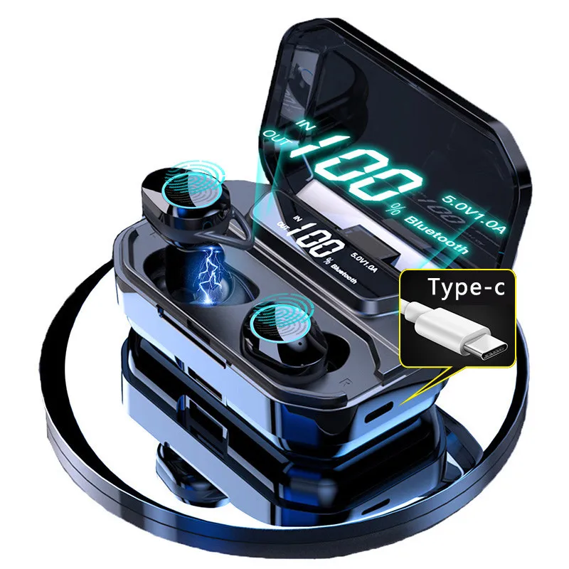 

V5.0 Bluetooth Stereo Earphone Wireless IPX7 Waterproof Touch Earbuds Headset 3300mAh Battery LED Display Type-c Charge Case