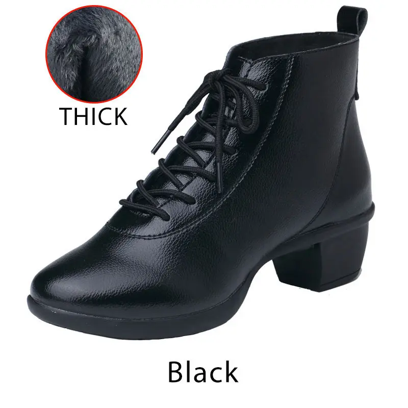 Black Cotton Женские танцевальные сапоги; Современные женские кроссовки; мягкая резиновая подошва; обувь для джазовых танцев из искусственной кожи на каблуке средней высоты; сезон осень-зима; обувь для фитнеса - Цвет: Black Cotton