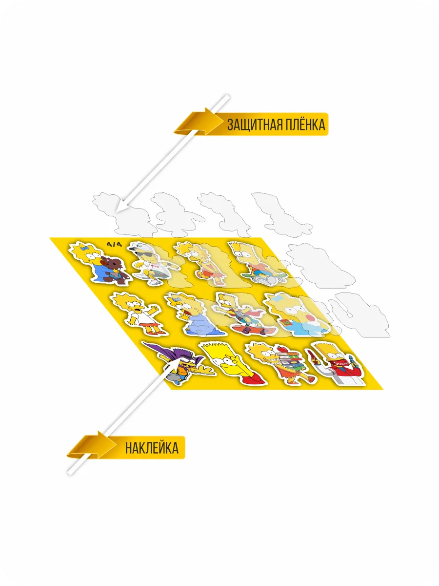 Наклейки-стикеры &quotСимпсоны&quot | Канцтовары для офиса и дома