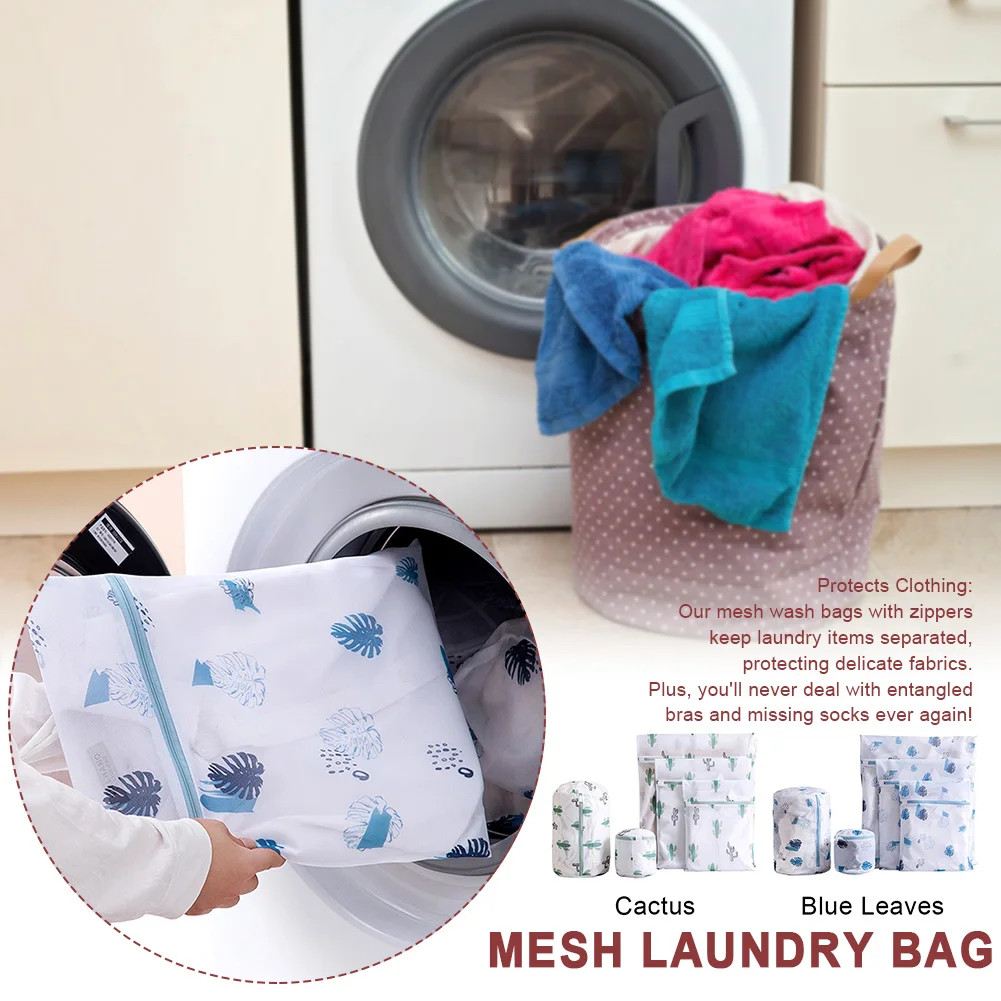 

5pcs/set Underwear Socks Home Travel Portable Protect Clothing Cute Print Easy Clean Storage Organizer Bathroom Mesh Laundry Bag