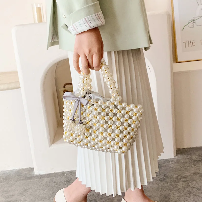 Женские вечерние сумочки ручной работы с жемчугом роскошные маленькие бисерные