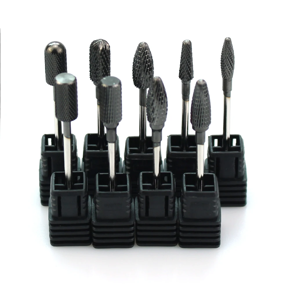 1 шт. черный карбид фрезы для ногтей Вольфрамовая сталь вращающиеся очистки