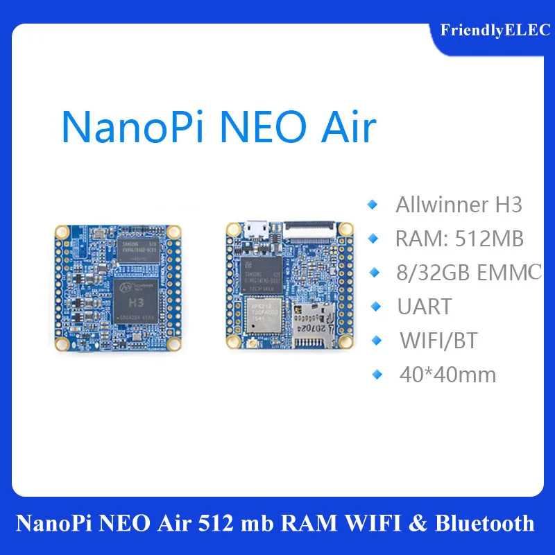 NanoPi NEO Air 512 mb Оперативная память WI FI и Bluetooth 8 ГБ/32 ГБ памяти на носителе eMMC Allwinner H3 Quad