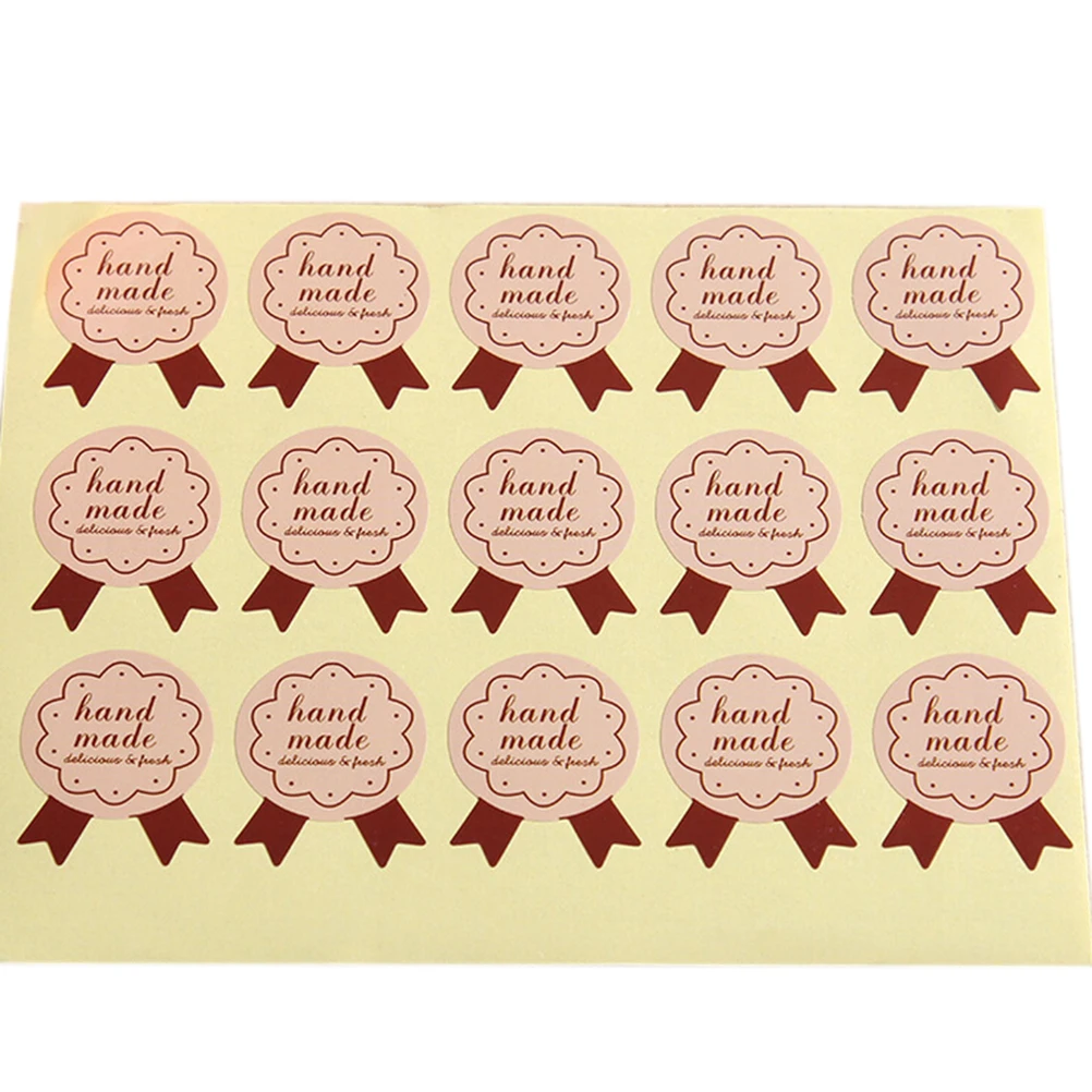 

30pcs/lot HandMade Pink Medal Shape Seal Sticker Baking Package Paper Tags Labels