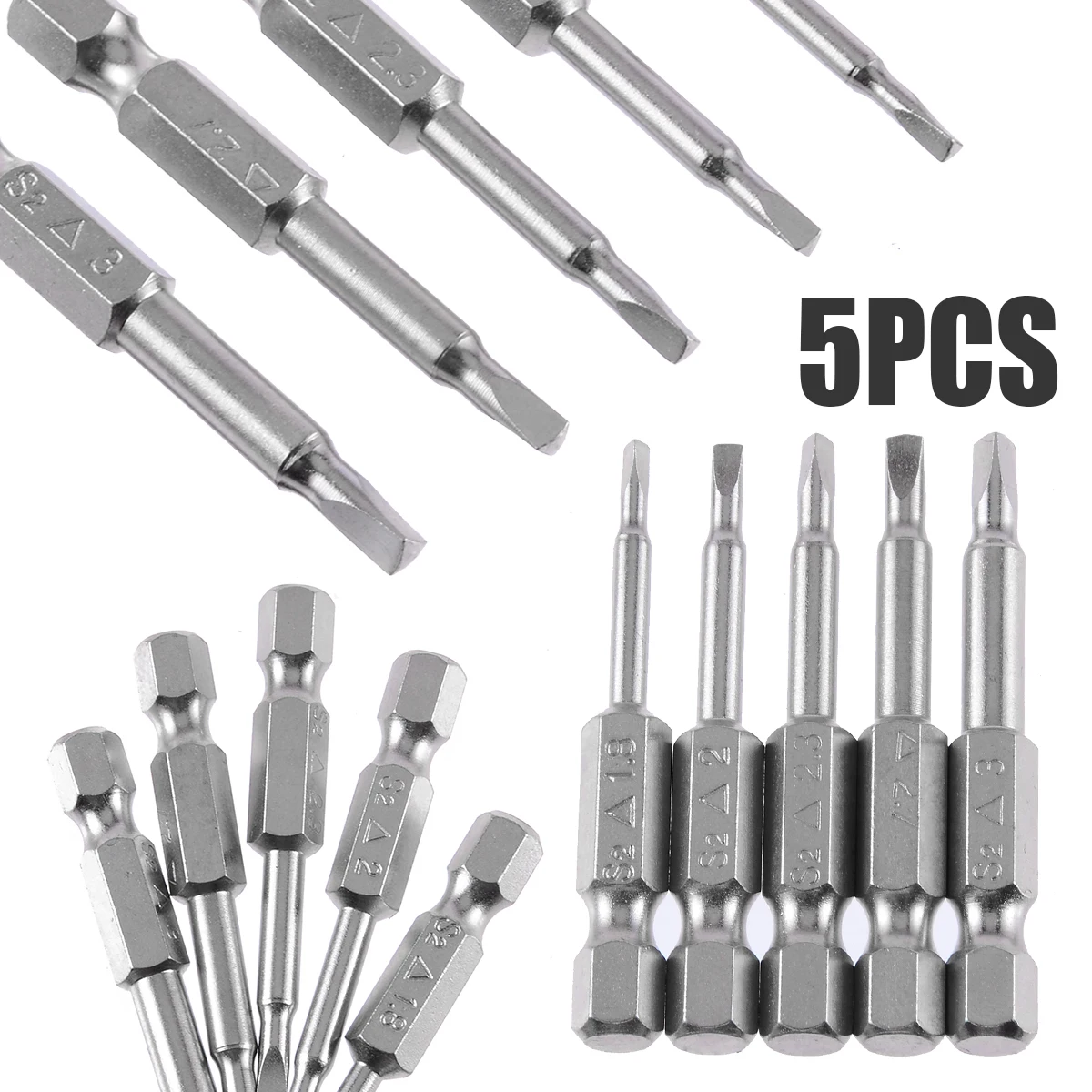 5pcs 50mm S2 Screwdriver Bits Triangle Head 1.8-3.0mm Fit For Pneumatic Electric Rechargeable Drill Wind Batch Tool - купить по