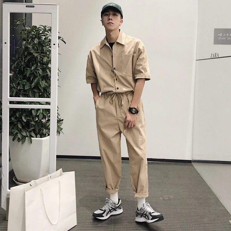 Мужской повседневный комбинезон в стиле хип-хоп хлопковые комбинезоны