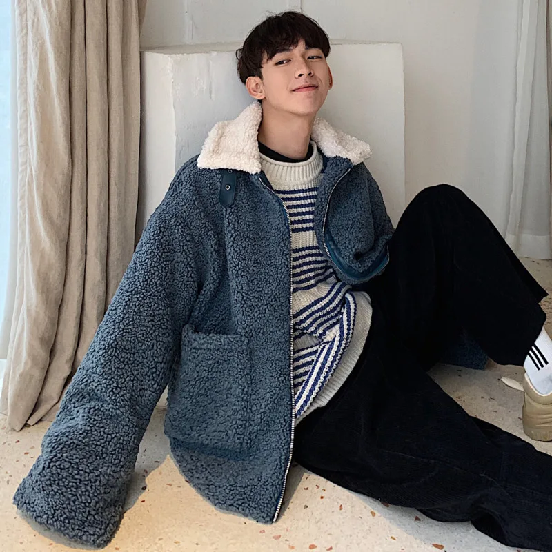 Зимняя мужская и женская одежда для влюбленных с овечьей шерстью утепленная