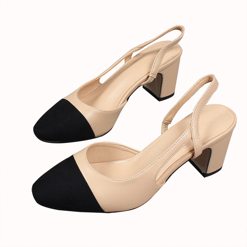 

High Heel Sandal for Women 2021 Summer Spring Shoes Square Toe Shallow Mouth High-heeled Block Multicolored Fashion Girls Comfo