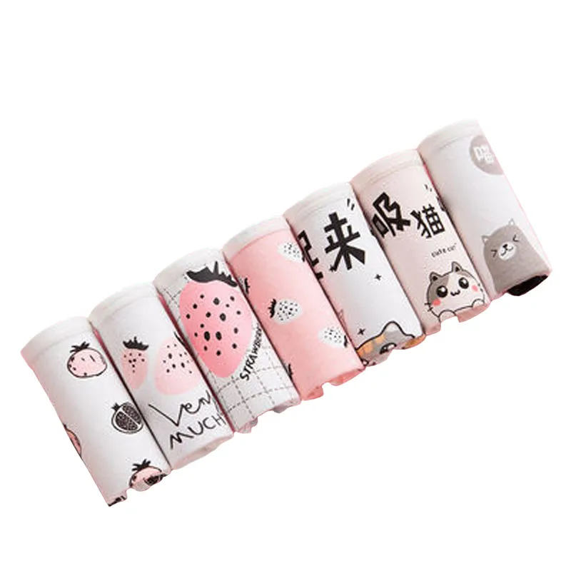 

7PCS/LOT Cartoon Cute Women's Panties Soft Cotton Seamless Underwear Cozy Briefs Lingerie Grils Underpants Plus Size Panty XXL