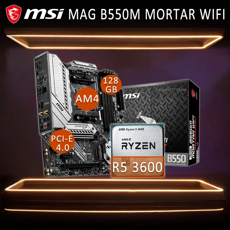

Игровая материнская плата AM4 MSI MAG B550M с Wi-Fi и процессором AMD Ryzen 3600