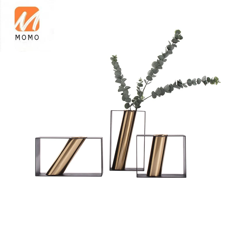 

Креативная металлическая ваза, модель украшения для гостиной, украшение для цветочной композиции, современные нордические предметы интерь...