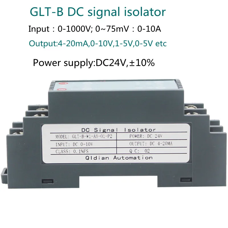 

24v DC Power Supply 0.1% fs Signal Isolator 0-10v 4-20ma Analog Signal Splitter signal isolation GLT-B