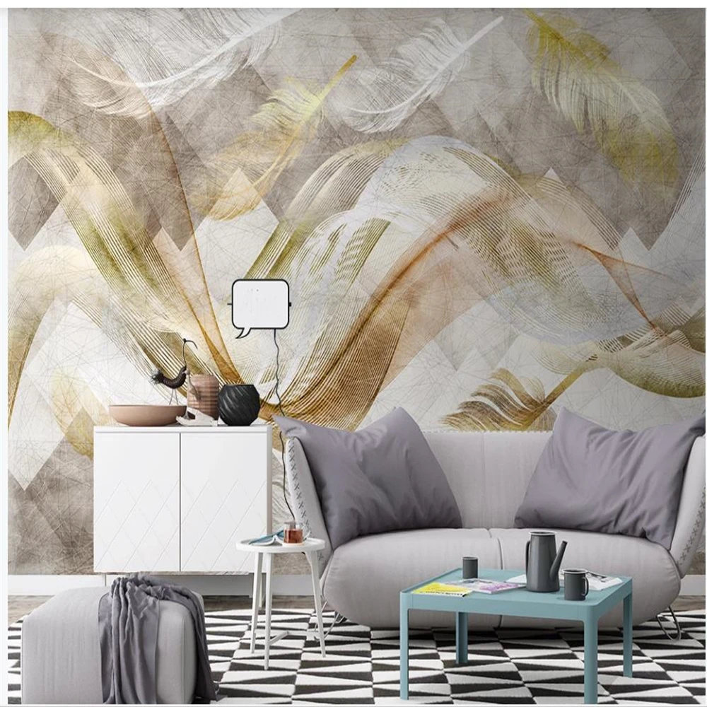 Современные минималистичные абстрактные линии перо обои ТВ фон настенная