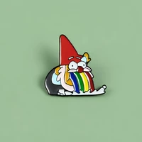rainbow vomit dwarf enamel pin custom funny christmas brooches for shirt cartoon badge bag lapel jewelry gift for kids friends