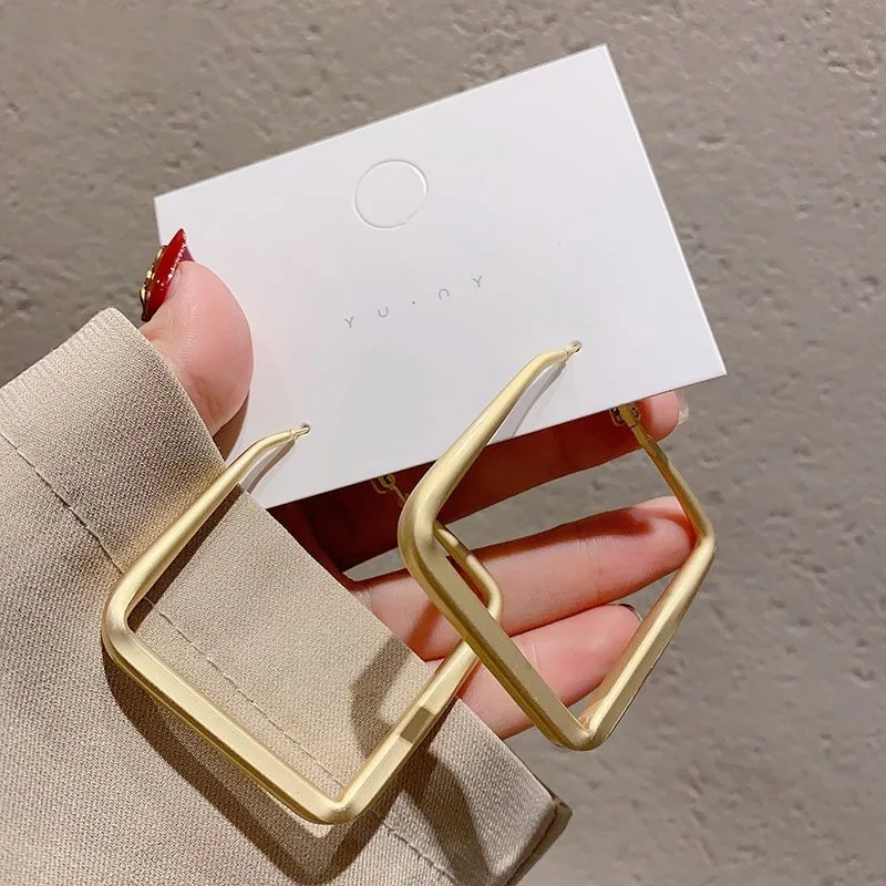 

Big Gold Hoop Earrings Minimalist Geometry Earrings For Women Zinc Alloy Earrings 2021 Trend Jewelry Matte Earring