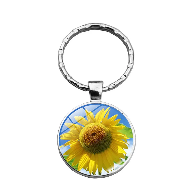 WG 1pc Fashion Sunflower Keychain Keyring Pendant Time Gem Metal Jewellry Accessories Creative Gift | Украшения и аксессуары