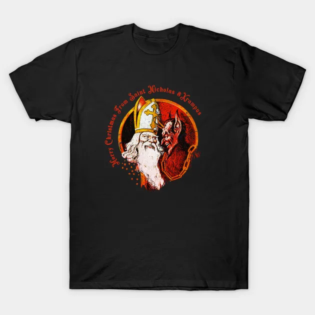 

Merry Christmas From St Nicholas and Krampus T-Shirt. Summer Cotton Short Sleeve O-Neck Men's T Shirt New S-3XL