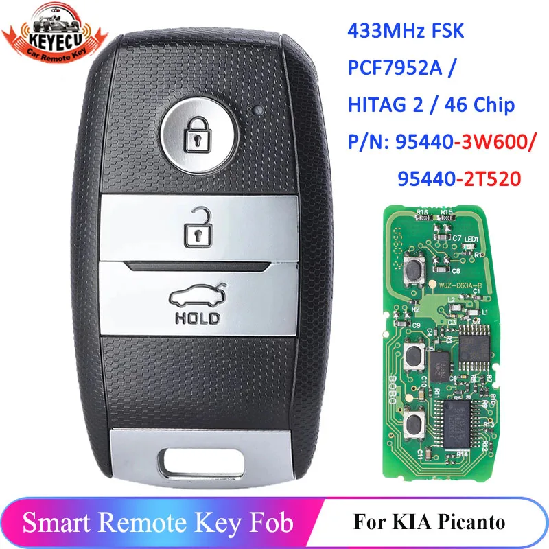KEYECU 95440-3W600 95440-2T520 смарт-карта дистанционный ключ брелок 433 МГц для Kia Picanto Optima Sorento