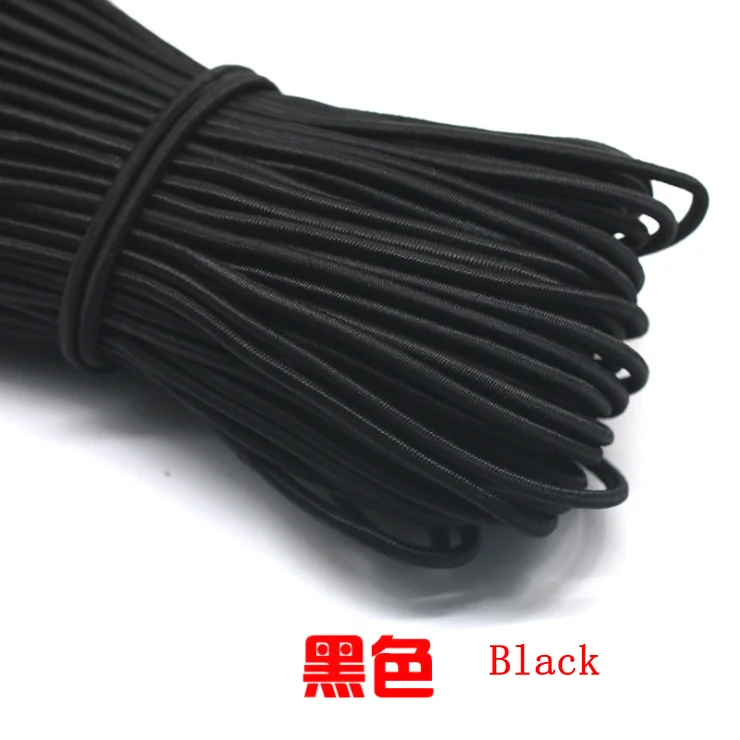 Black 10 м/лот, 24 цвета, высокое качество, 3 мм, цветная круглая эластичная повязка, резиновая эластичная веревка, ювелирные браслеты, веревка для улицы, веревка, E-2 - Цвет: Black