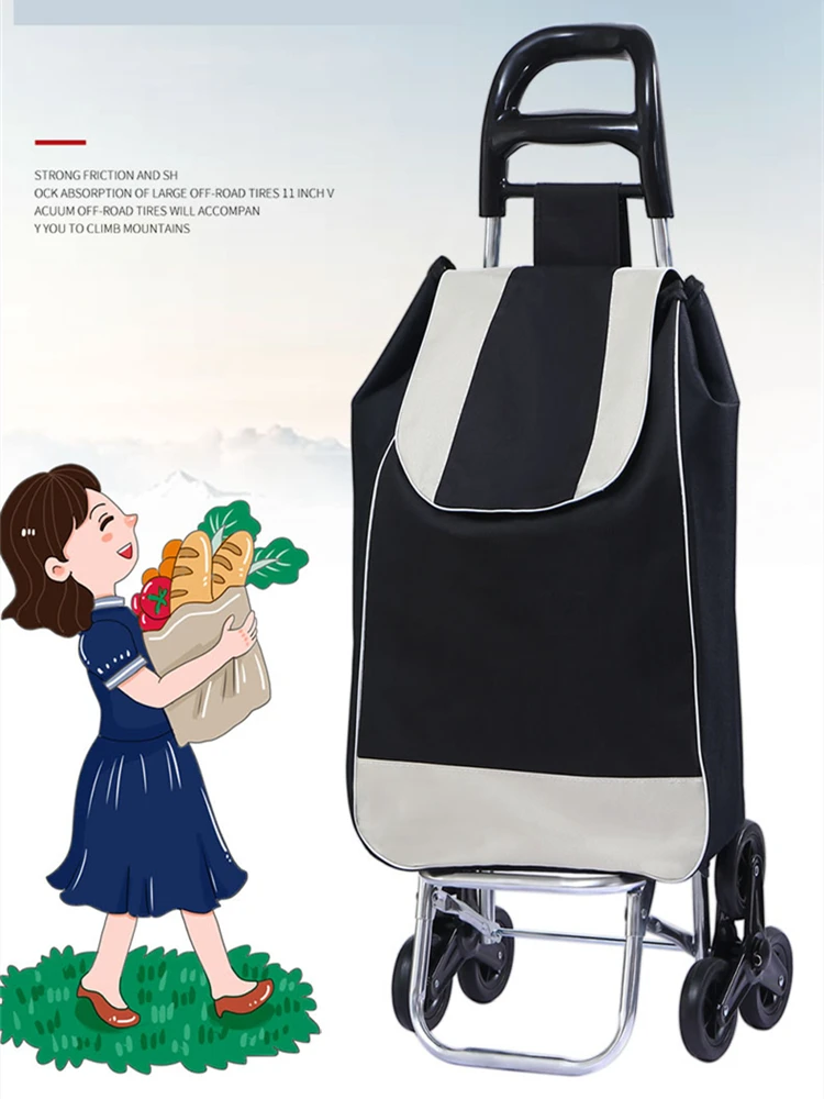

Collapsible Utility Cart with Insulation Bag Foldable Reusable Shopping Trolley Dolly Wheels Handle Waterproof Grocery Cart