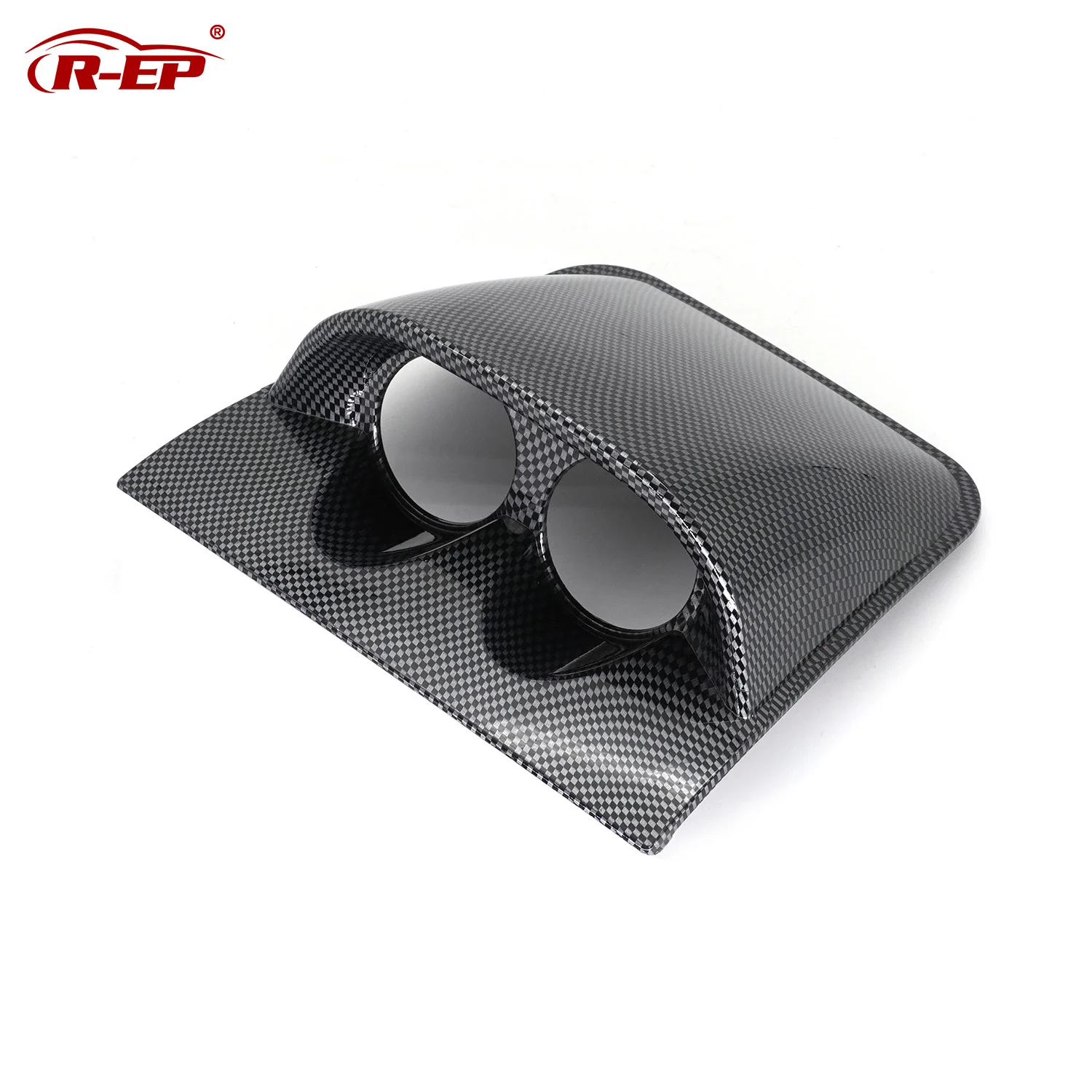 

R-EP Auto Car 52mm Gauge Holder Pod Universal 2-Gauge Dash Dome Plastic Single Black Carbon Fiber