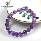 Женский браслет с натуральным аметистом JD, браслет из темно-фиолетового кварца с натуральным камнем для пары, Подарочная бижутерия для вечеринок