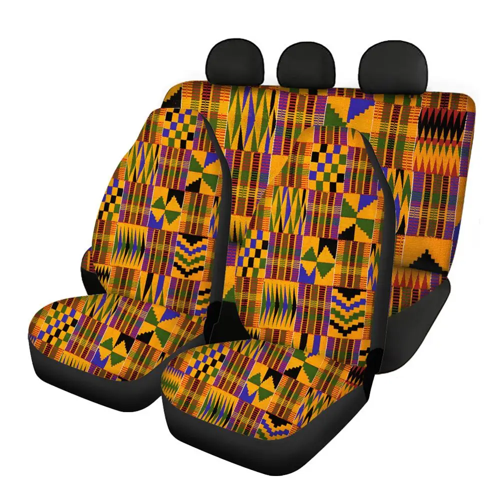 

Женские чехлы на передние и задние сиденья INSTANTARTS, универсальные чехлы на автомобильные сиденья в африканском стиле, полный комплект, новин...