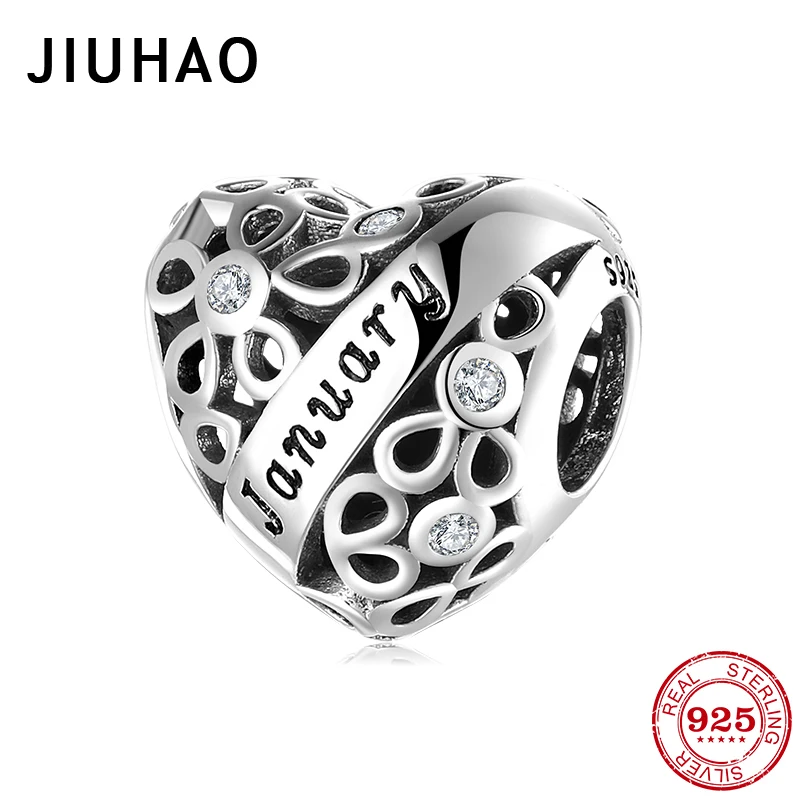 925 пробы серебро в форме сердца Янтарные Бусины с фианитами подходят для