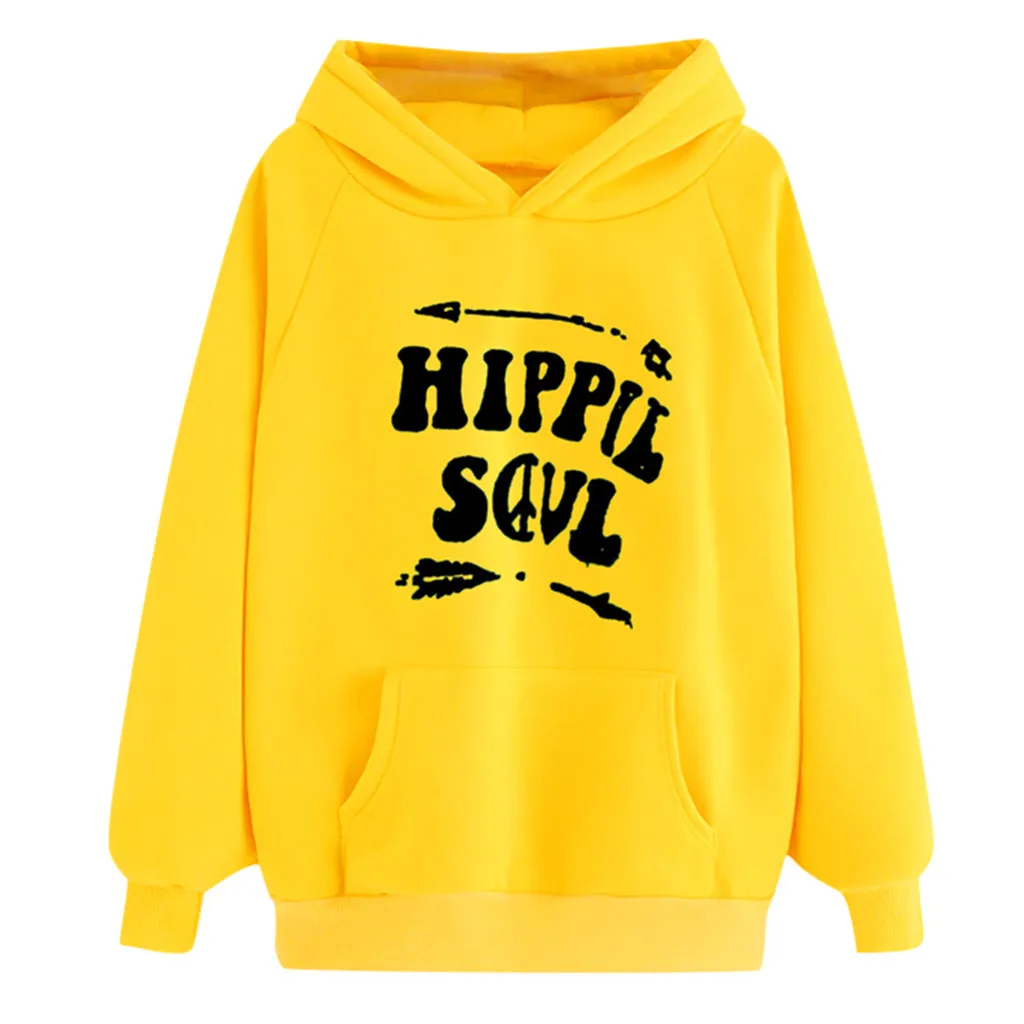 Las Mujeres Sweetshirts Letter Print Womens Casual Vintage Solid Long Sleeve Lady Irregular Pullover Tops Толстовка Женская