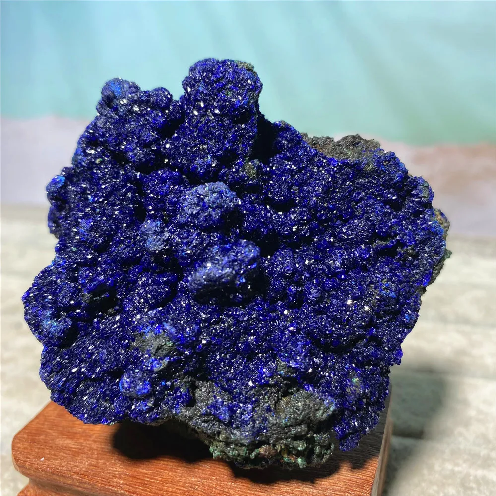 אזוריט טבעי אבנים וקריסטלים ריפוי כחול מלכיט Druzy מינרלים עיצוב הבית מלאכת גלם רייקי אשכול דגימת Geode