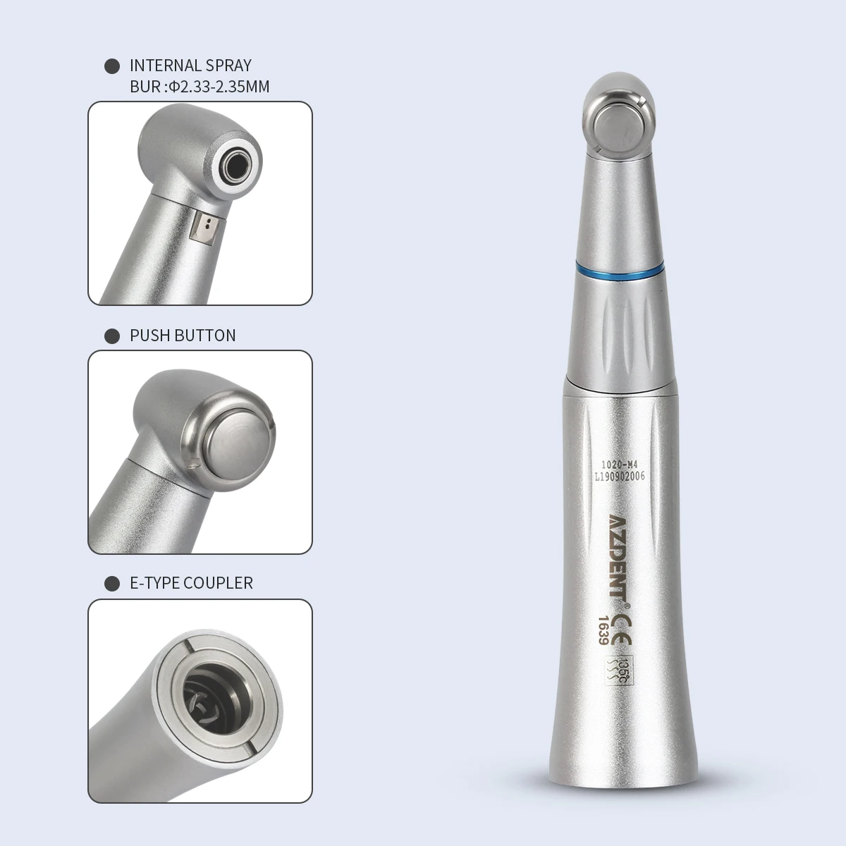 AZDENT Dental 1:1 контр-угол прямой нос конус Воздушный Двигатель низкая скорость