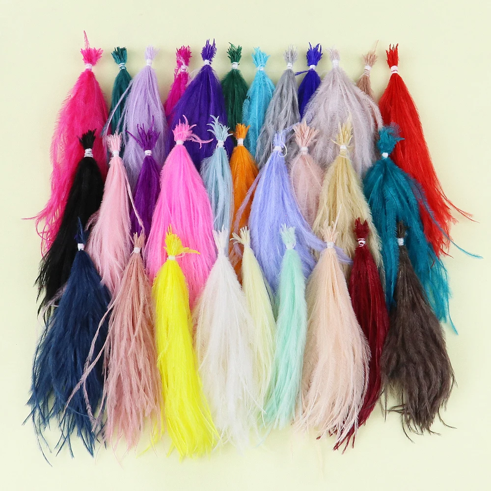 

100 Pcs Ostrich Feathers Filament String Dyed Colorful 10-15/15-18 CM Fluffy Plumes For Clothes Bag Decor Sewing Crafts
