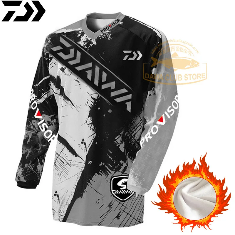 Thermal Fishing Sweater DAWA Fishing Sweatshirt Thicken Winter Fleece Fishing Jersey Long Sleeve Thermal Underwear Sweater - Цвет: Picture color 9