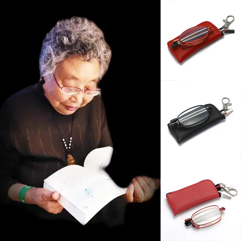 

Antenna Anti Blue Light Folding Reading Glasses Portable Presbyopia Eyeglasses Fashion Mini Anti Eyestrain Readers With Keychain