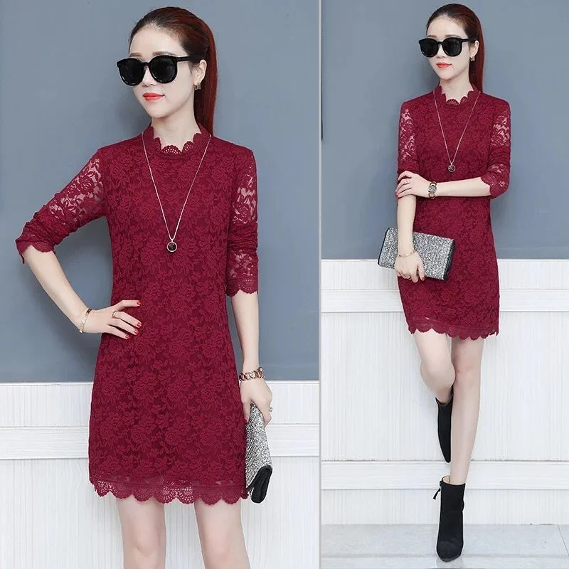 Новинка 2022 кружевной пуловер платье средней длины осень и зима новинка модное