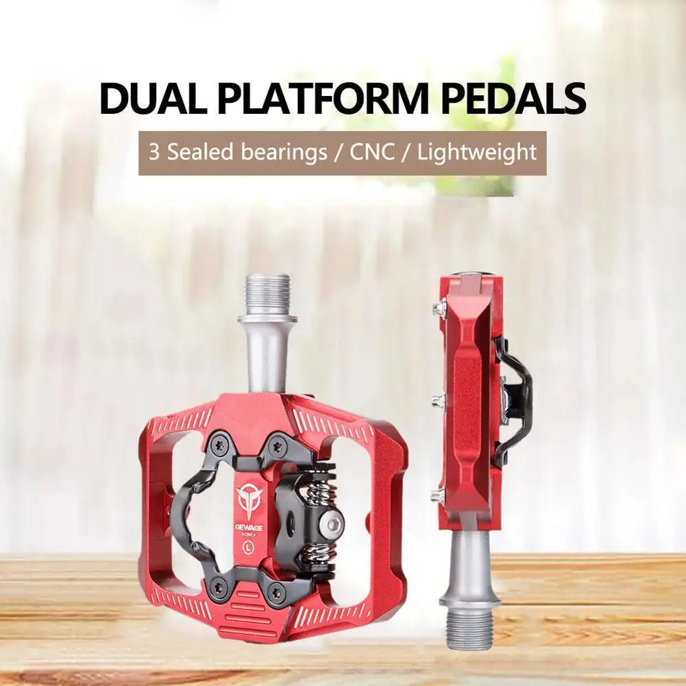 

Bicycle Lock Pedal 2 In 1 With Free Cleat For Spd System Mtb Road Aluminum Anti-slip Sealed Bearing Lock Accessories S6f4