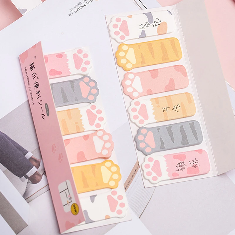

120 Sheets Cartoon Cute Cat Paw Sticky Notes N Sticker Memo Pad Index Sticker Bookmark Page Flag Sticker