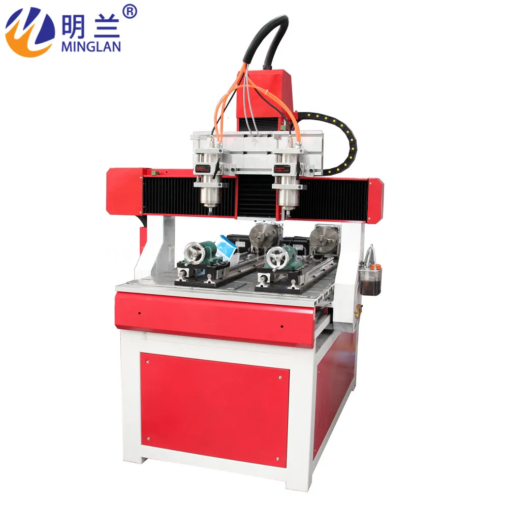 Двухшпиндельный фрезерный станок с ЧПУ 6090 гравировальный по дереву вращающейся