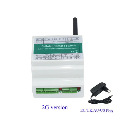 4-Канальный Релейный выходной выключатель T400, контроллер на DIN-рейку, GSM, SMS, для включения/выключения ворот двигателя переменного тока