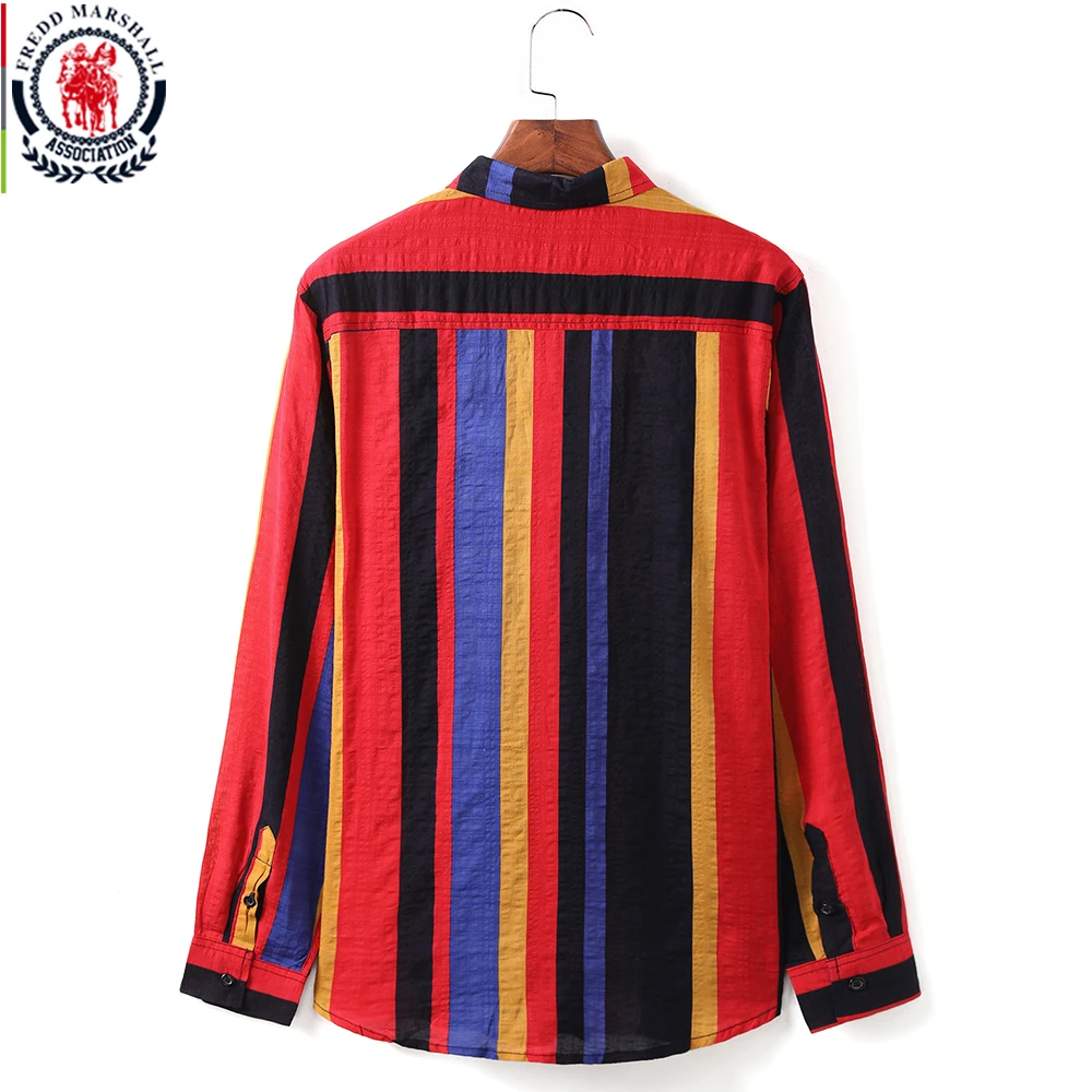 FREDD MARSHALL 2020 New Hip Hop Button-Down Multi Striped Shirt Men Fashion Casual Long Sleeve Streetwear camisa masculina 253 | Мужская