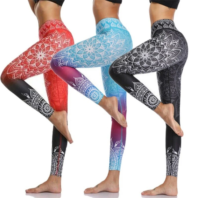 

Sexy Leggings Women Tights Skinn High Waist Print Yoga Pants Fitness Workout Running Gym Clothing Elastic Slim Sports Leggings