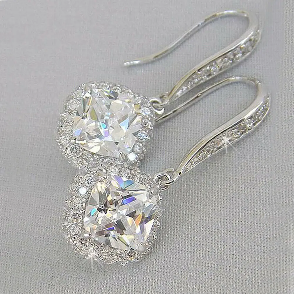 

Solid S925 Sterling Silver Natural AAA Moissanite Earrings for Women Fine Oorbellen Silver 925 Jewelry Bijoux Femme Drop Earring