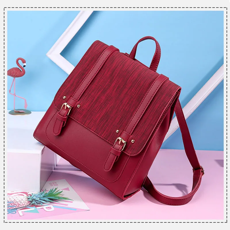 

THREEPEAS Women Backpack School Bags for Teenager Girls Simple Design Leather Female Backpack College Student Shoulder Bags