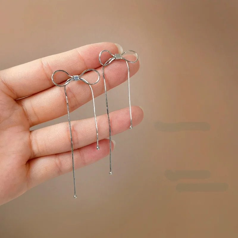 

S925 модные ювелирные украшения, серьги с бантом, милый дизайн, серебристое покрытие, лидер продаж, висячие серьги с кисточками для празднован...