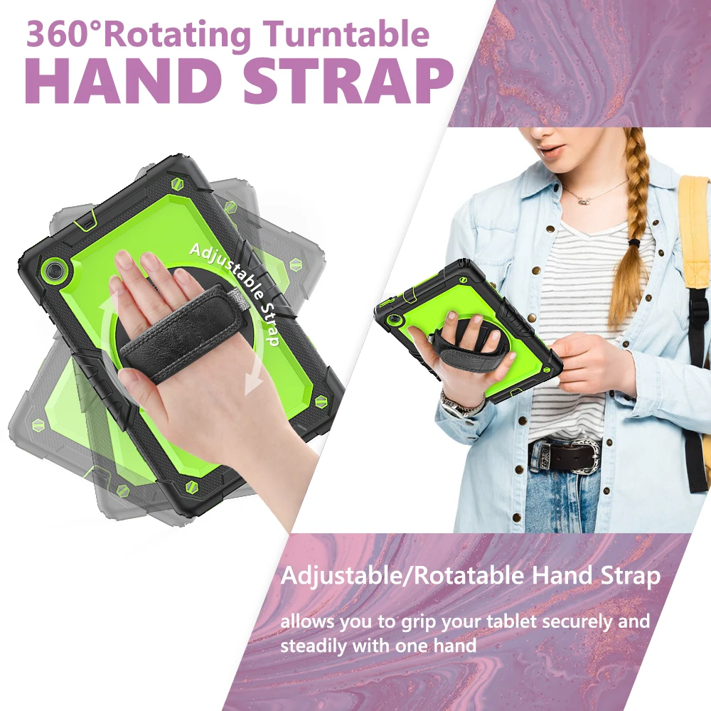 

360 Degree Rotatable with Kickstand Tablet Cover for Lenovo Tab M10 HD Plus TB-X606F 10.3 Inch Tablet Case Hand Shoulder Strap